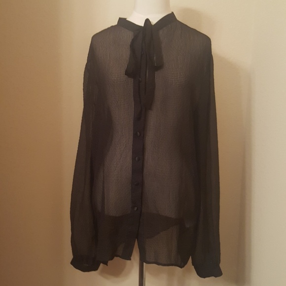 GF FERRE Black Silk Sheer Shirt - Size 46/12 - Picture 1 of 5